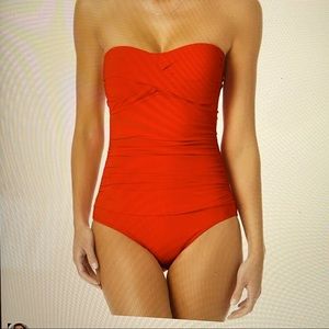 Anne Cole Twist Front Ruched OnePiece Swimsuit. NWT Size 14